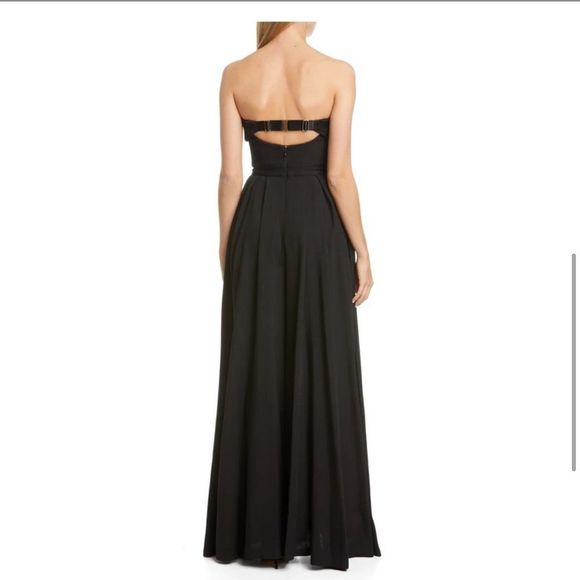 Brandon Maxwell Black Strapless Wide Leg Jumpsuit Gown Satin Trimmed Crepe - Picture 5 of 15